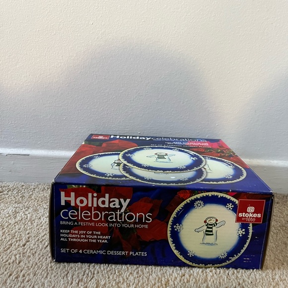 Stokes holiday celebration set of 4 ceramic desserts plate - Picture 3 of 5